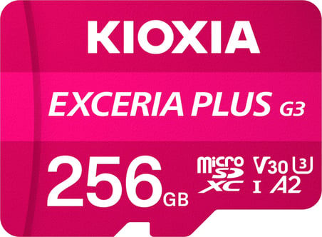 Kioxia Exceria Plus G3 256GB V30 U3 4K MicroSD Hafıza Kartı 210/150MB/s LMPL3M256GG2