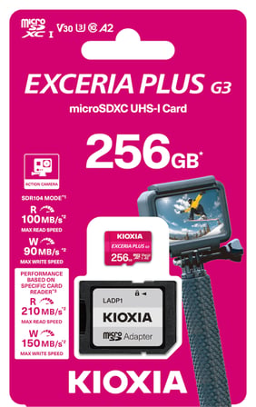 Kioxia Exceria Plus G3 256GB V30 U3 4K MicroSD Hafıza Kartı 210/150MB/s LMPL3M256GG2