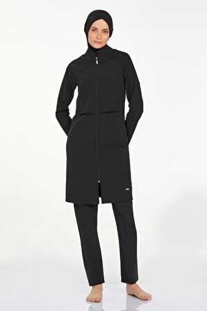 Adasea Joselyn 4583 Siyah Tam Boy Tasarım Tesettür Mayo