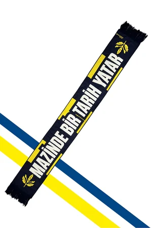 Fenerbahçe Sarı Lacivert Palamutlu Unisex Dokuma Atkı