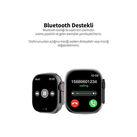 OzmikUltra Watch8 Akıllı Saat Android Ios 1.99 Inç 45mm Yedek Kordon Hediyeli