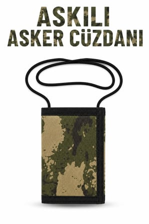 Askılı Asker Cüzdanı Kamuflaj Desenli Boyun Askılı Cırt Cırtlı Kumaş Kartlık Kimlik ve Para Cüzdanı