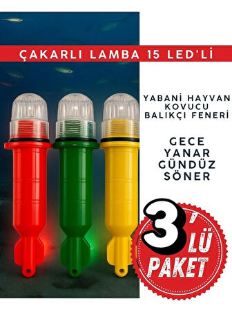 Domuz Kovucu Işık Lamba, Balıkçı Feneri, Yabani Hayvan Kovucu Çakarlı Lamba 15 Led'li ( 3 Adet )