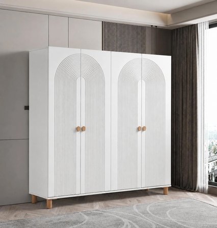 Pema Home Elegance %100 MDF Membran 4 Kapaklı Dolap Gardırop Aynasız