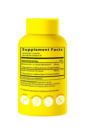 Berberine 8,500 mg per Capsule + Ceylon Cinnamon