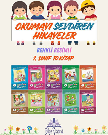 1. Sınıf Okumayı Sevdiren Renkli Resimli Hikayeler 11 - 10 Kitap
