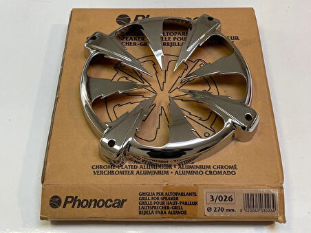 Phonocar 250 mm Çapında Subwoofer Koruyucu Izgara, Krom Kaplama Çelik