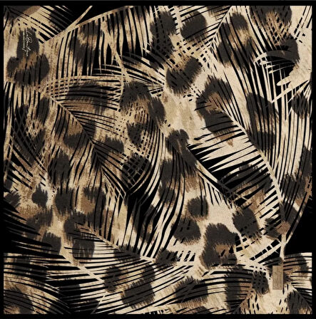 La Boutique Tivil Saf İpek Eşarp 236702 - 49083 Siyah Karışık Desen