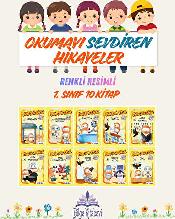 1. Sınıf Okumayı Sevdiren Renkli Resimli Hikayeler 4 - 10 Kitap