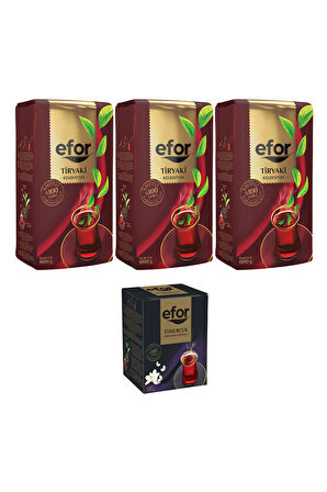 Efor Tiryaki Siyah Dökme Çay 1.000gr X 3 Adet + Tomurcuk Bergamot Aromalı 100gr