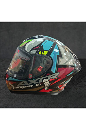 AXOR STREET BOBBY E HEX FULL FACE PARLAK MAVİ KIRMIZI (M/C)