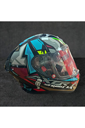 AXOR STREET BOBBY E HEX FULL FACE PARLAK MAVİ KIRMIZI (M/C)