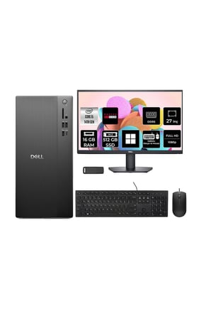 Tower Essential QVT1260 Core i5 14500 RX 550 4GB 16GB RAM 512GB SSD 27" FHD Win11 Home BTO005BQVT1260P981 Masaüstü Bilgisayar + PER4 USB Bellek