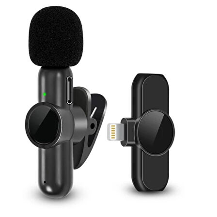 caselka® Type C Uyumlu İphone Dönüştürücülü Kablosuz Yaka Mikrofonu Android ve İphone Uyumlu Mini Mikrofon