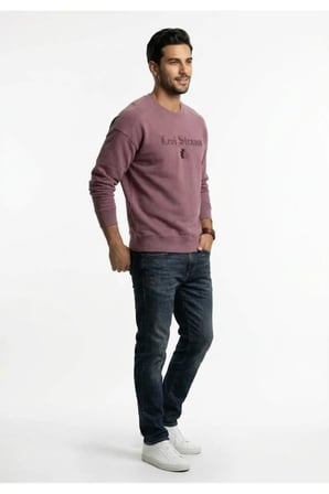 regular fit pamuk kumaş Erkek Standart Grafikli Sweatshirt -0157 k.Bordo / XL
