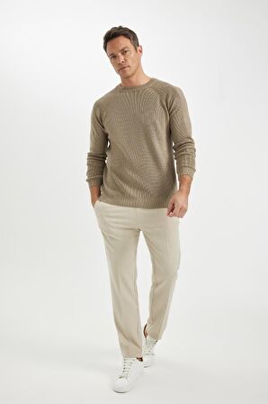 DeFacto Standart Fit Normal Kesim Bisiklet Yaka Basic Düz Triko Kazak A8458AX24WNBG684