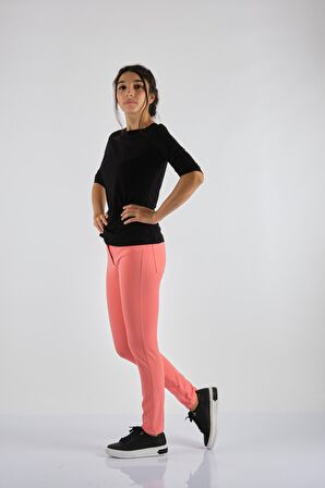 GARNİ DAR PAÇA NORMAL BEL PEMBE BAYAN PANTOLON 16YPNT6158