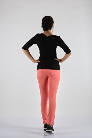 GARNİ DAR PAÇA NORMAL BEL PEMBE BAYAN PANTOLON 16YPNT6158