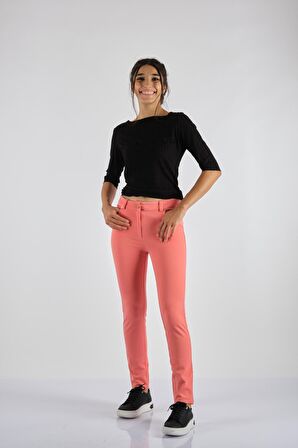 GARNİ DAR PAÇA NORMAL BEL PEMBE BAYAN PANTOLON 16YPNT6158