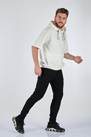 GUALTIERO KAPÜŞONLU YAZILI UZUN KOL EKRU ERKEK SWEAT SHIRT 21208051