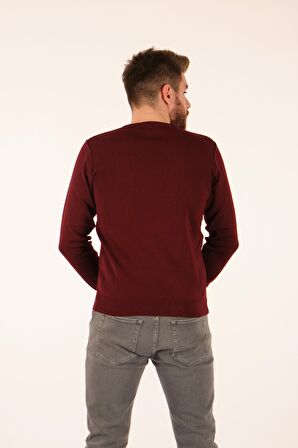 De Blasıo V Yaka Uzun Kollu Bordo Erkek Triko 212340020