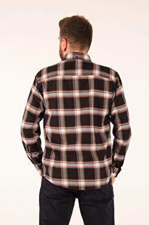 BROTHERS DÜZ YAKA COMFORT FIT KARELİ UZUN KOL SİYAH-BEJ ERKEK GÖMLEK 2127049