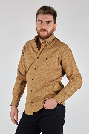 BROTHERS MODERN FIT DESENLİ UZUN KOL HARDAL ERKEK GÖMLEK 2125800