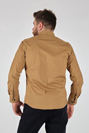BROTHERS MODERN FIT DESENLİ UZUN KOL HARDAL ERKEK GÖMLEK 2125800