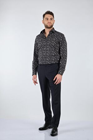 ECER DAR PAÇA NORMAL BEL SİYAH ERKEK PANTOLON 08234120