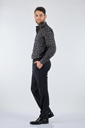 ECER DAR PAÇA NORMAL BEL SİYAH ERKEK PANTOLON 08234120