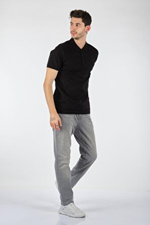 Ecer Polo Yaka Slim Fit Kısa Kollu Siyah Erkek T-shırt 60882212