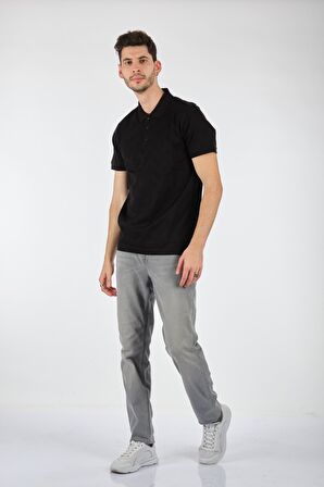 Ecer Polo Yaka Slim Fit Kısa Kollu Siyah Erkek T-shırt 60882212