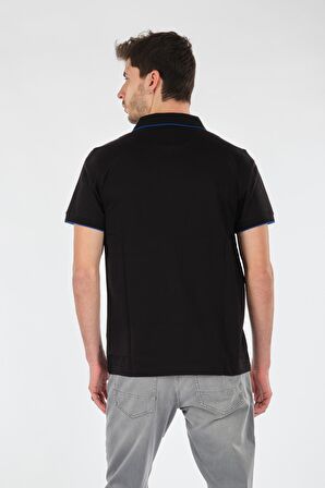 Ecer Polo Yaka Slim Fit Fermuarlı Kısa Kollu Siyah Erkek T-shırt 61782212