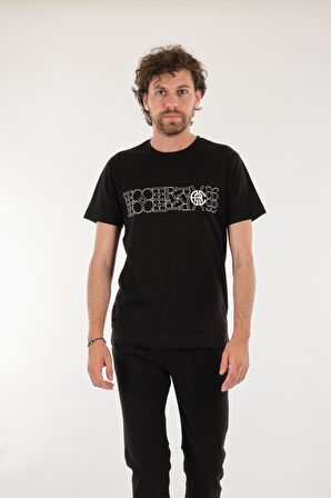 Ecer Bisiklet Yaka Baskılı Siyah Erkek T-Shirt 65682212