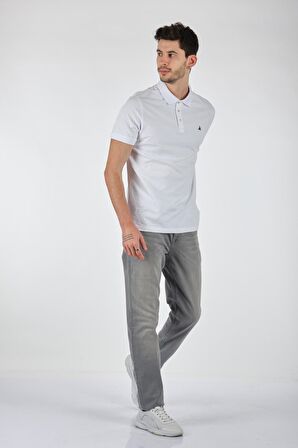 Porto Cervo Polo Yaka Slim Fit Kısa Kollu Beyaz Erkek T-shırt 221220200