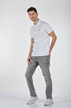 Porto Cervo Polo Yaka Slim Fit Kısa Kollu Beyaz Erkek T-shırt 221220200