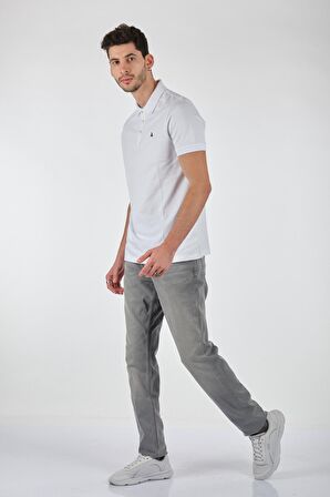 Porto Cervo Polo Yaka Slim Fit Kısa Kollu Beyaz Erkek T-shırt 221220200