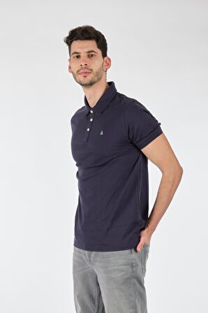 Porto Cervo Polo Yaka Slim Fit Kısa Kollu Lacivert Erkek T-shırt 221220200