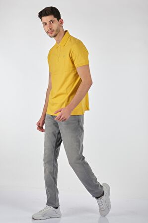 Porto Cervo Polo Yaka Slim Fit Kısa Kollu Sarı Erkek T-shırt 221220200