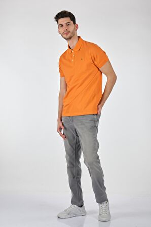 Porto Cervo Polo Yaka Slim Fit Kısa Kollu Turuncu Erkek T-shırt 221220200