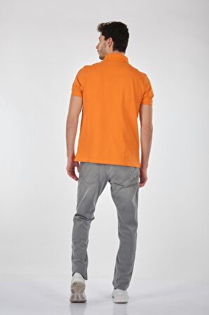 Porto Cervo Polo Yaka Slim Fit Kısa Kollu Turuncu Erkek T-shırt 221220200