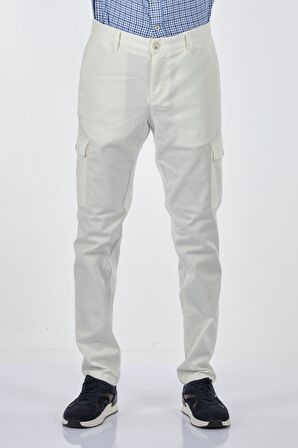 Gualtıero Kargo Cepli Normal Bel Lastikli Ekru Erkek Pantolon 22101056