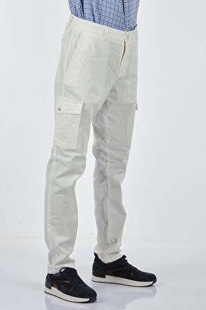 Gualtıero Kargo Cepli Normal Bel Lastikli Ekru Erkek Pantolon 22101056