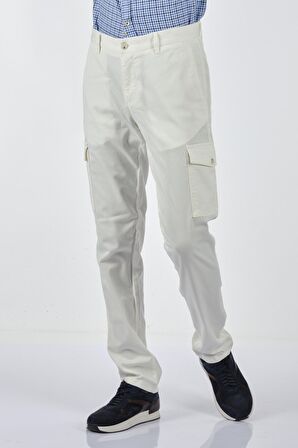 Gualtıero Kargo Cepli Normal Bel Lastikli Ekru Erkek Pantolon 22101056