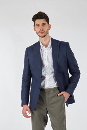 Tom Becker Keten Lacivert Erkek Ceket CRS45112059