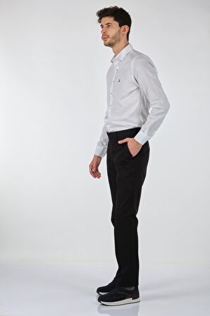 Ecer Slim Fit Dar Paça Normal Bel Siyah Erkek Pantolon 00536210