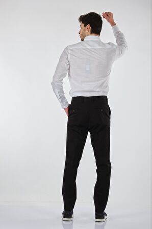Ecer Slim Fit Dar Paça Normal Bel Siyah Erkek Pantolon 00536210
