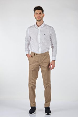 Ecer Slim Fit Dar Paça Normal Bel Bej Erkek Pantolon 00536210