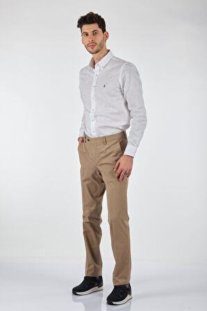 Ecer Slim Fit Dar Paça Normal Bel Bej Erkek Pantolon 00536210