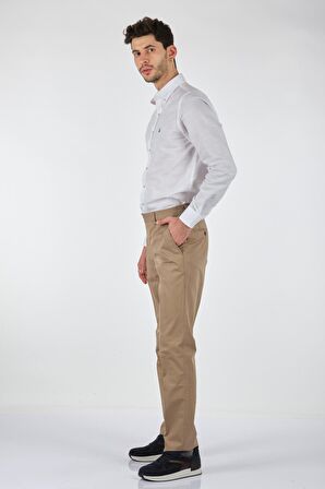 Ecer Slim Fit Dar Paça Normal Bel Bej Erkek Pantolon 00536210